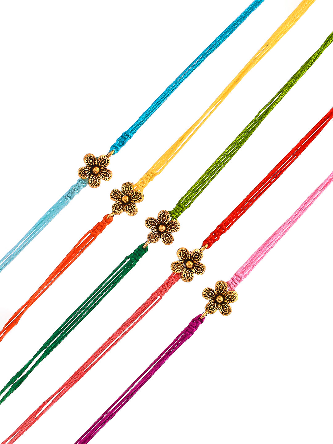Multicolor Gold Floral Set of 5 Rakhi
