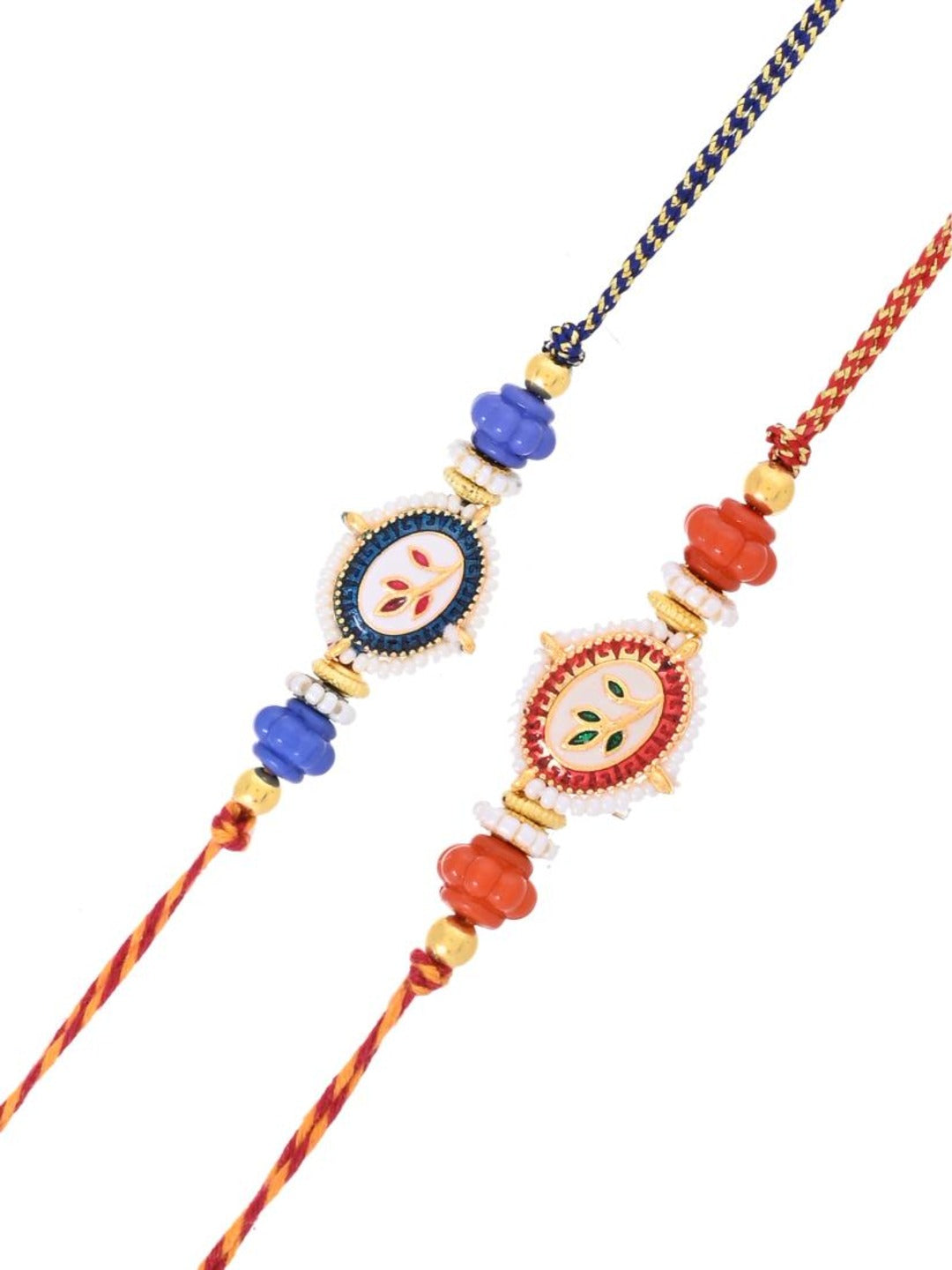 Handpainted Heritage Rakhi Duo with Traditional Meenakari Art