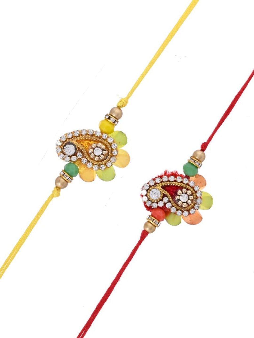 Festive Bloom Rakhi Pair with Vibrant Paisley Motifs