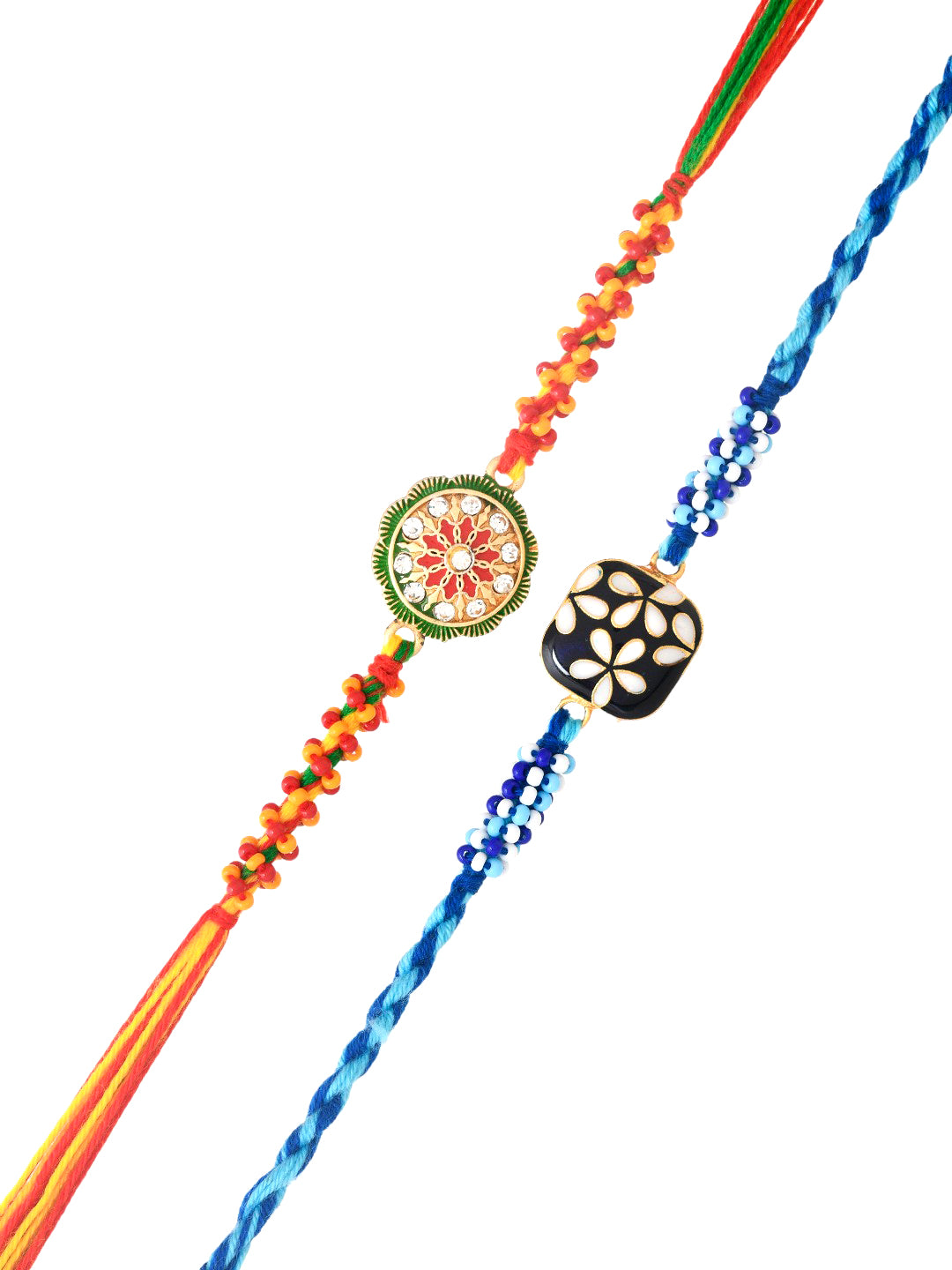 Multi Beaded Enameled & AD stone work Set of 2 Rakhi