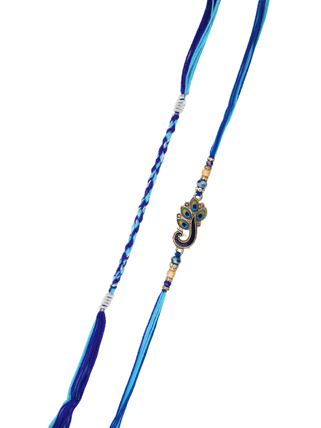 Peacock Designed & Blue Braided Set of 2 Rakhi