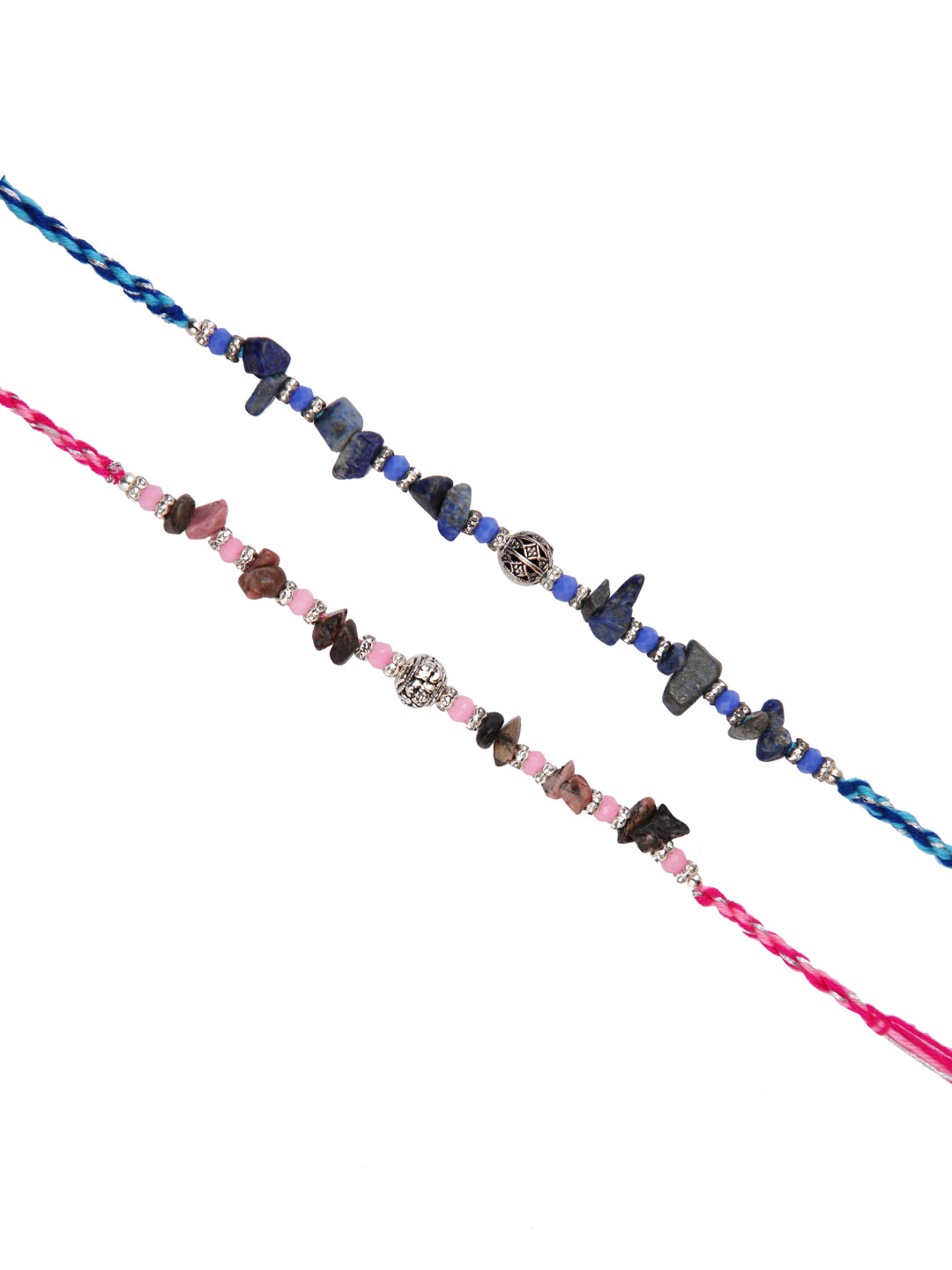 Pink & Blue Stone Work Set of 2 Rakhi