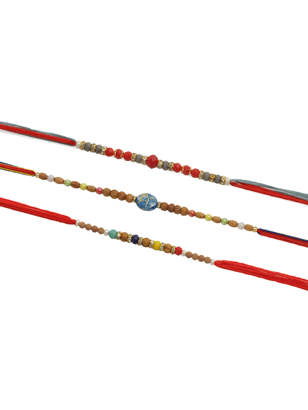 Multicolor Beads Set of 3 Rakhi