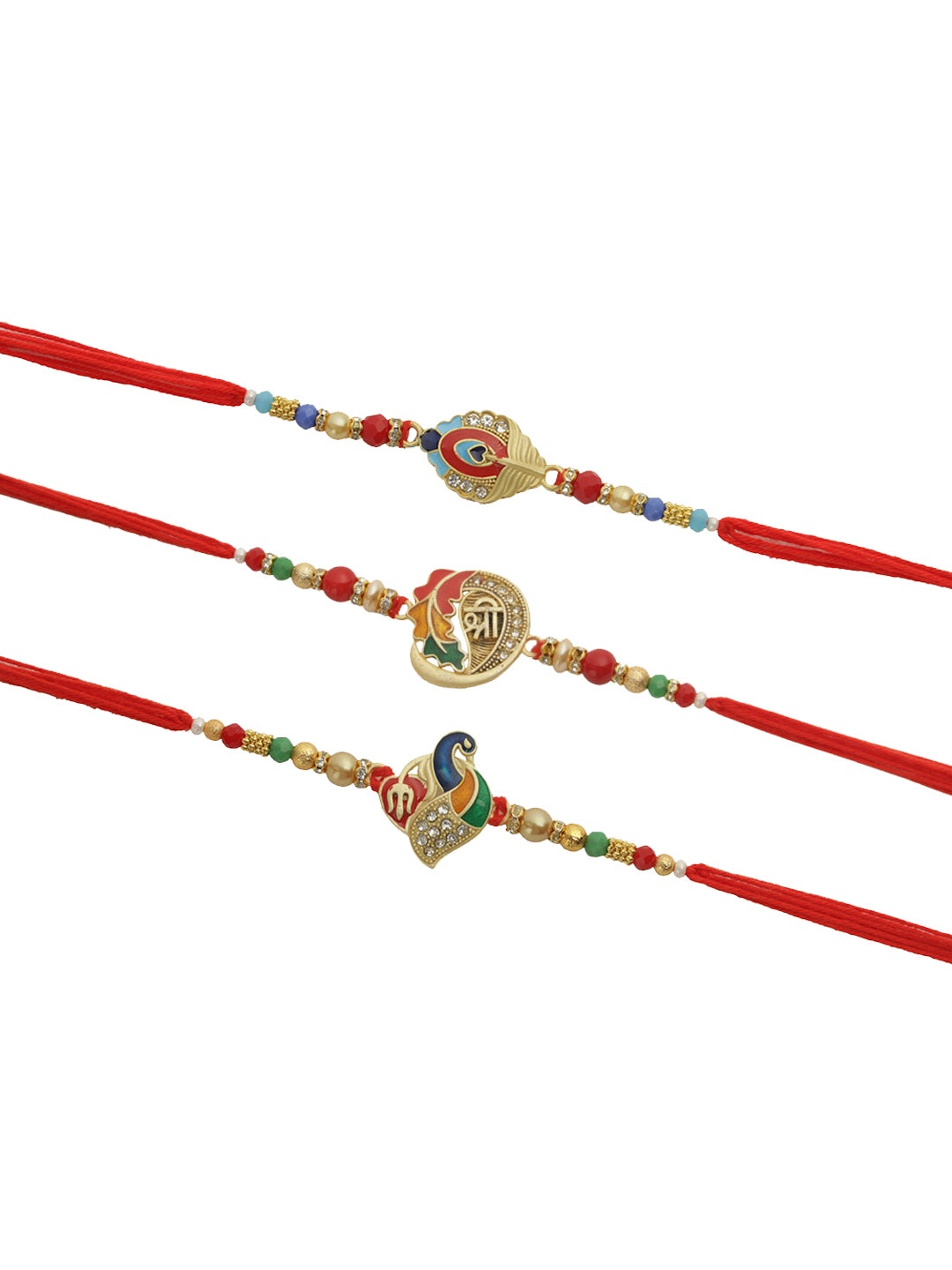 Set of 3 Multicolored Beaded Rakhi