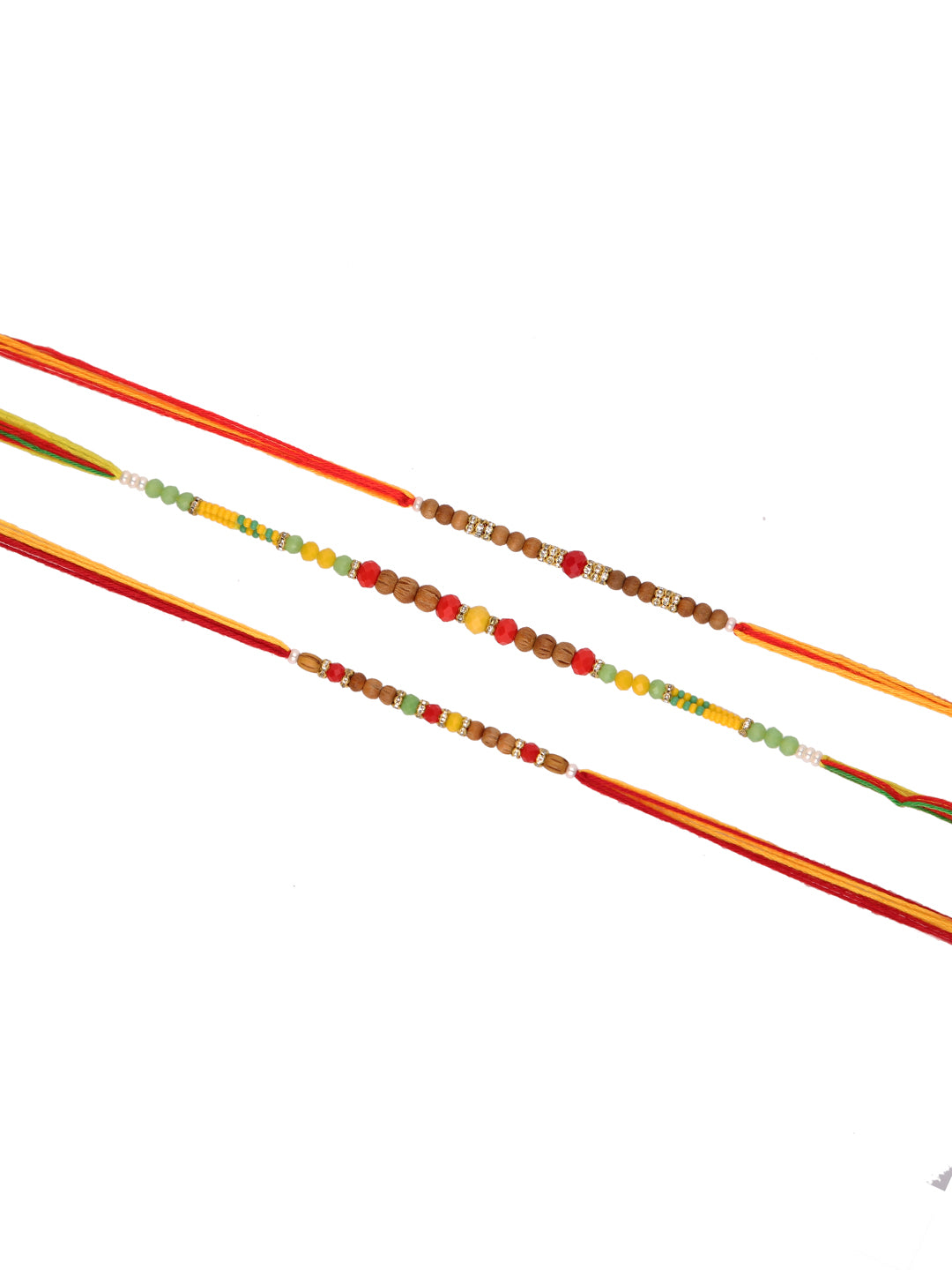 Brown & Red Beaded Set of 3 Rakhi