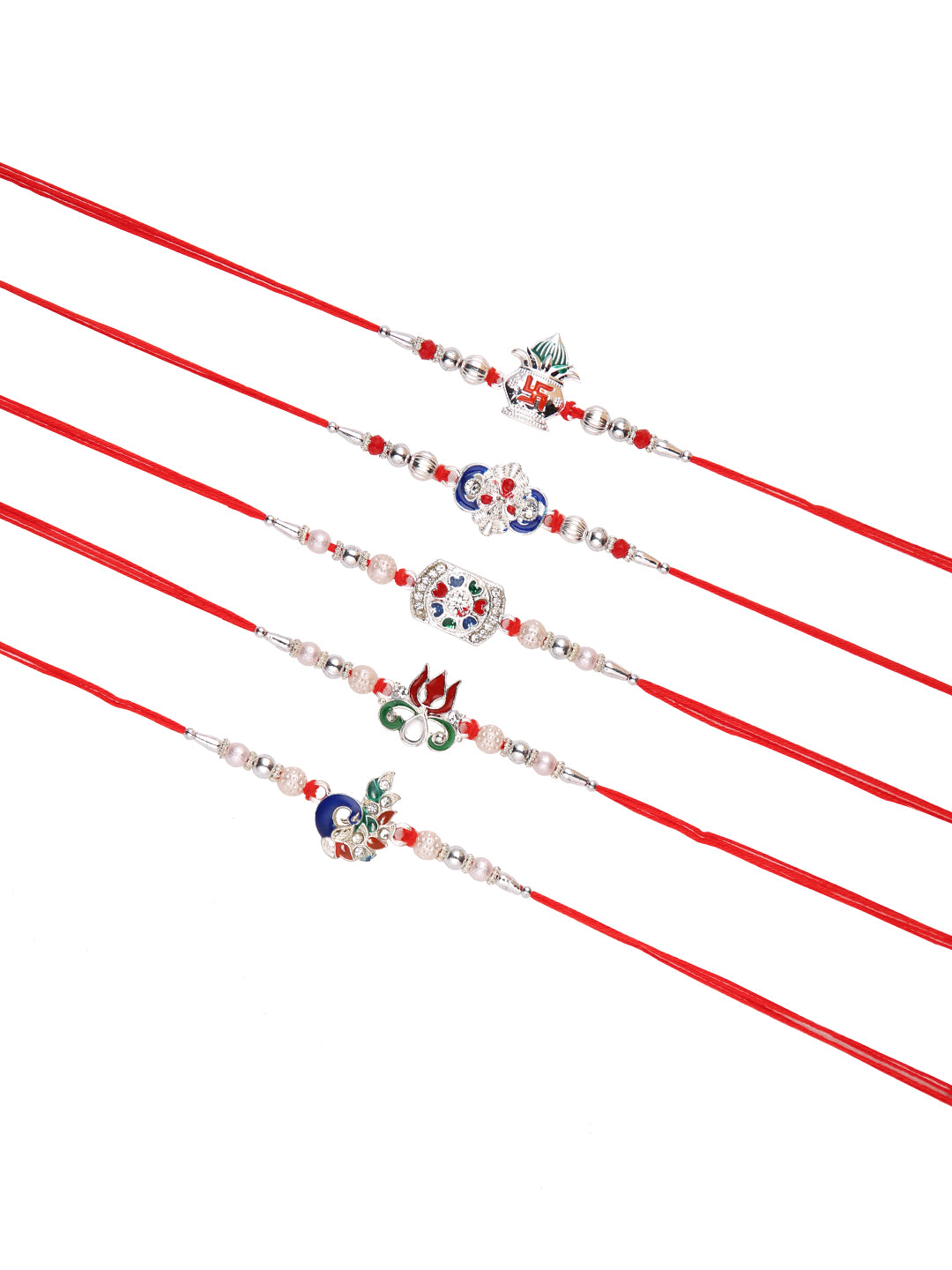 Divine Silver Designer Set of 5 Rakhi