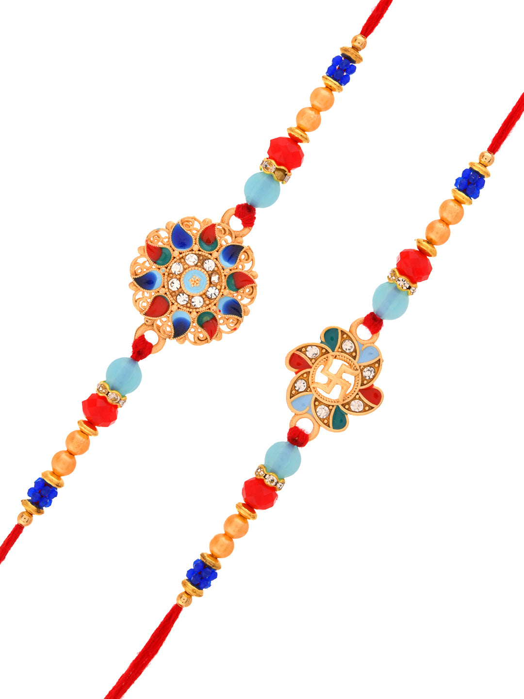 Colorful Beaded Rakhi Combo with Festive Centerpiece Designs