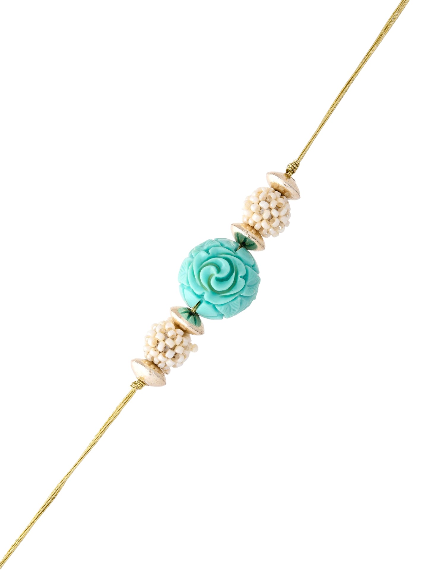 Turquoise Coral Rakhi with Balls