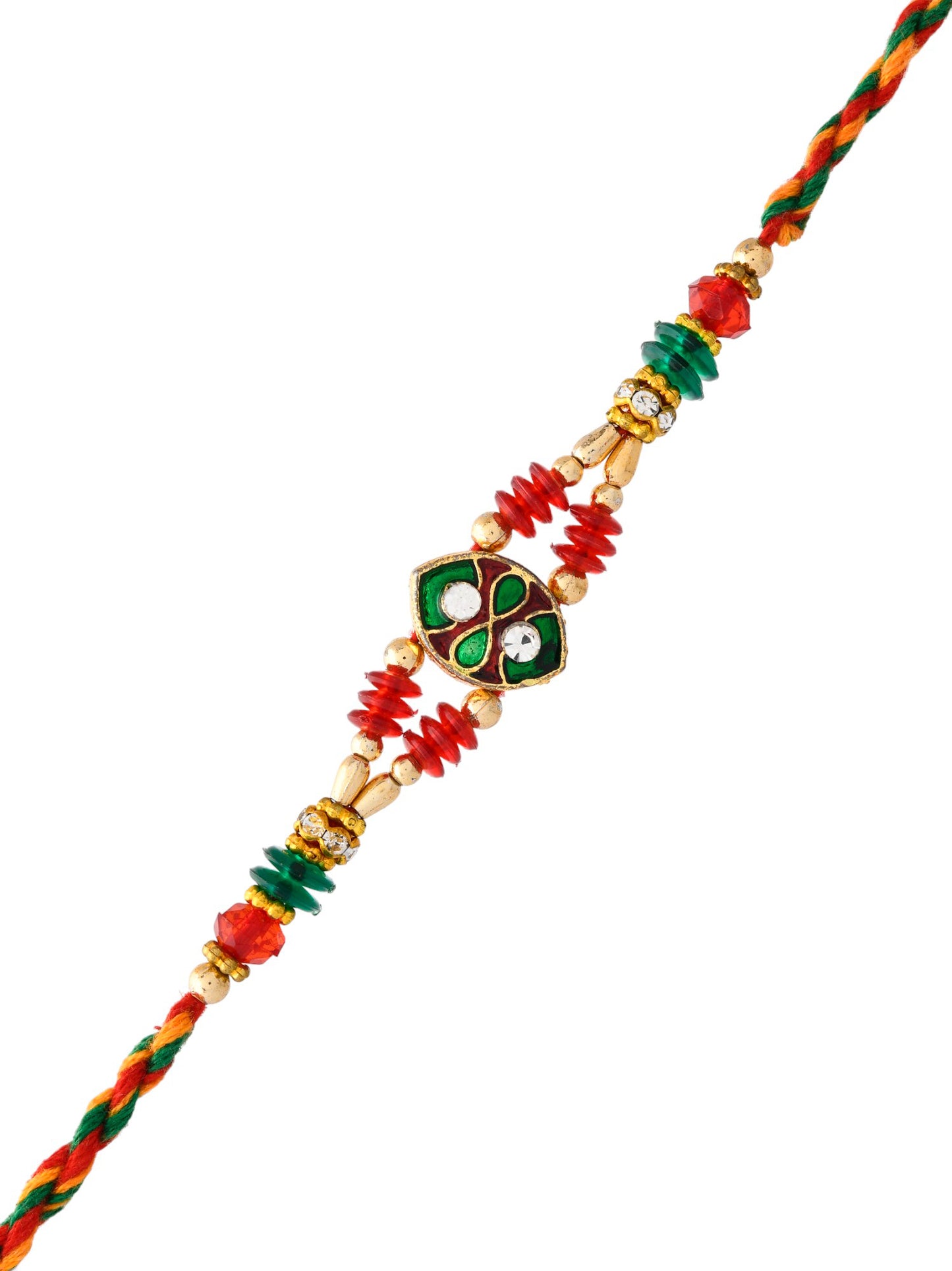 Crystal Beads Studded Meenakari Work Rakhi