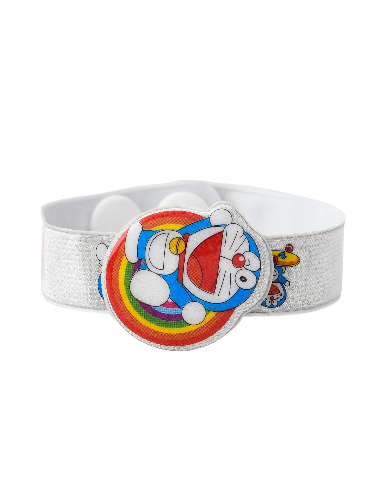 Silver Wrist Band Doremon Motif Kids Rakhi