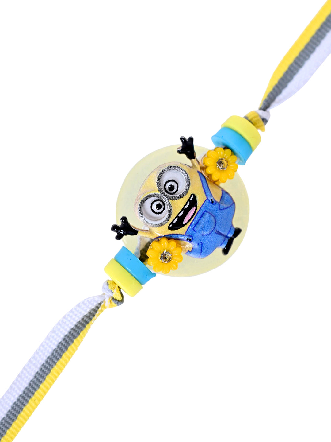 Minion Kids Rakhi with Yellow-Blue Thread and 3D Centerpiece