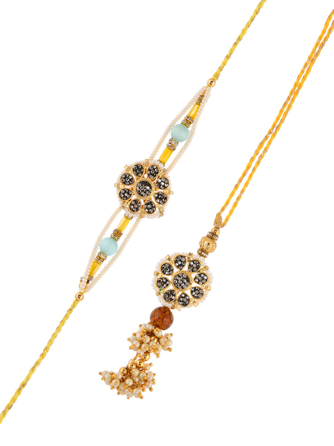 Uncut stones with Ethnic and Traditional Bhaiya Bhabhi Rakhi Set