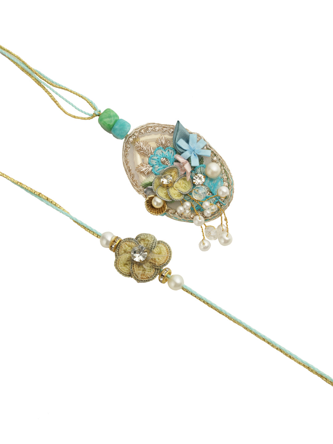 Multicolor Floral Beaad Work Bhaiya Bhabhi Rakhi
