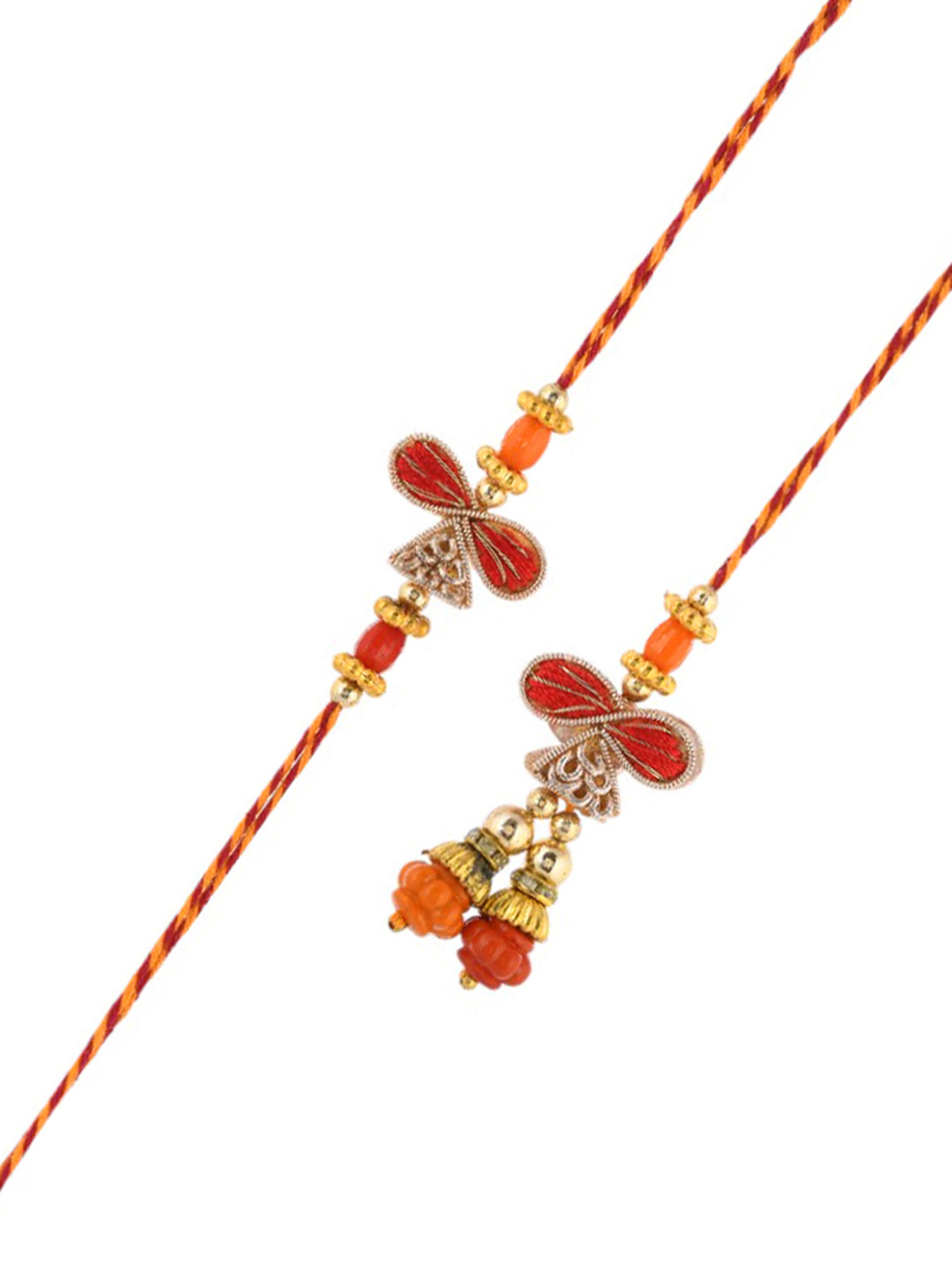 Red Infinity Wired Bead Work Bhaiya Bhabhi Rakhi