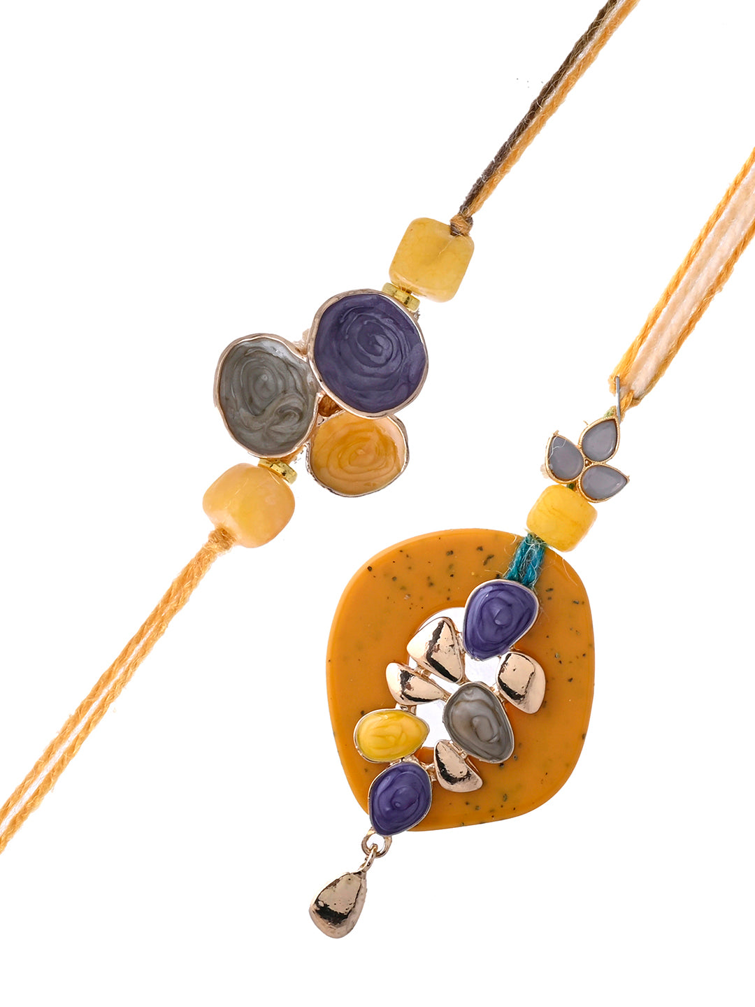 Elegant Handpicked Floral Rakhi Set with Colorful Resin Accents
