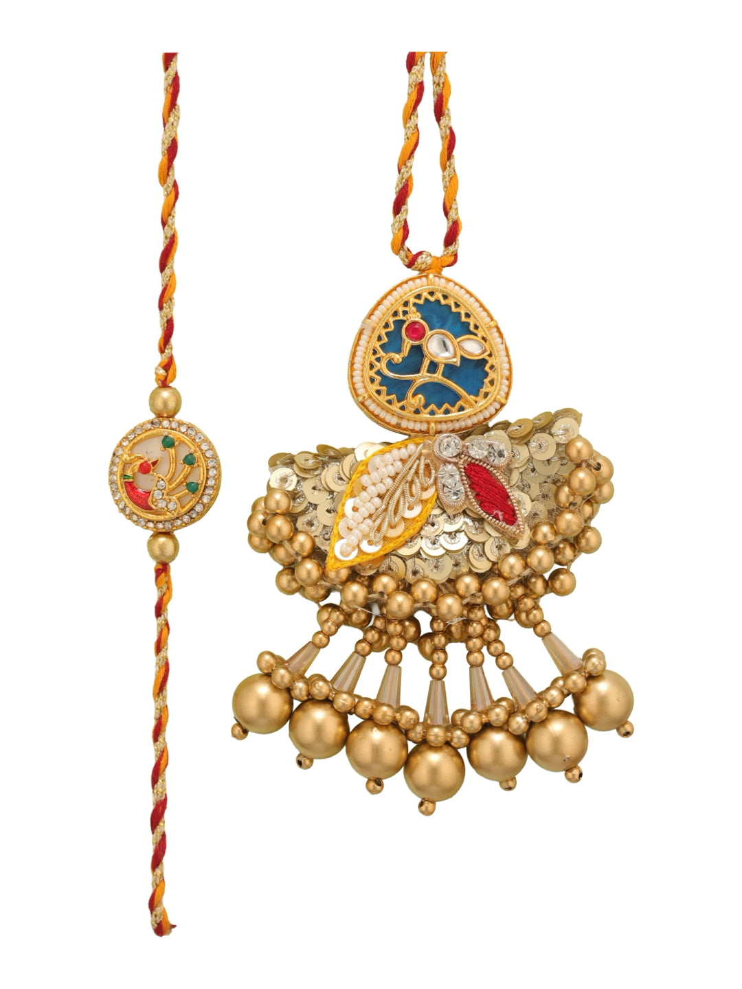 Orange Beads Meena Couple Bhaiya Bhabhi Rakhi