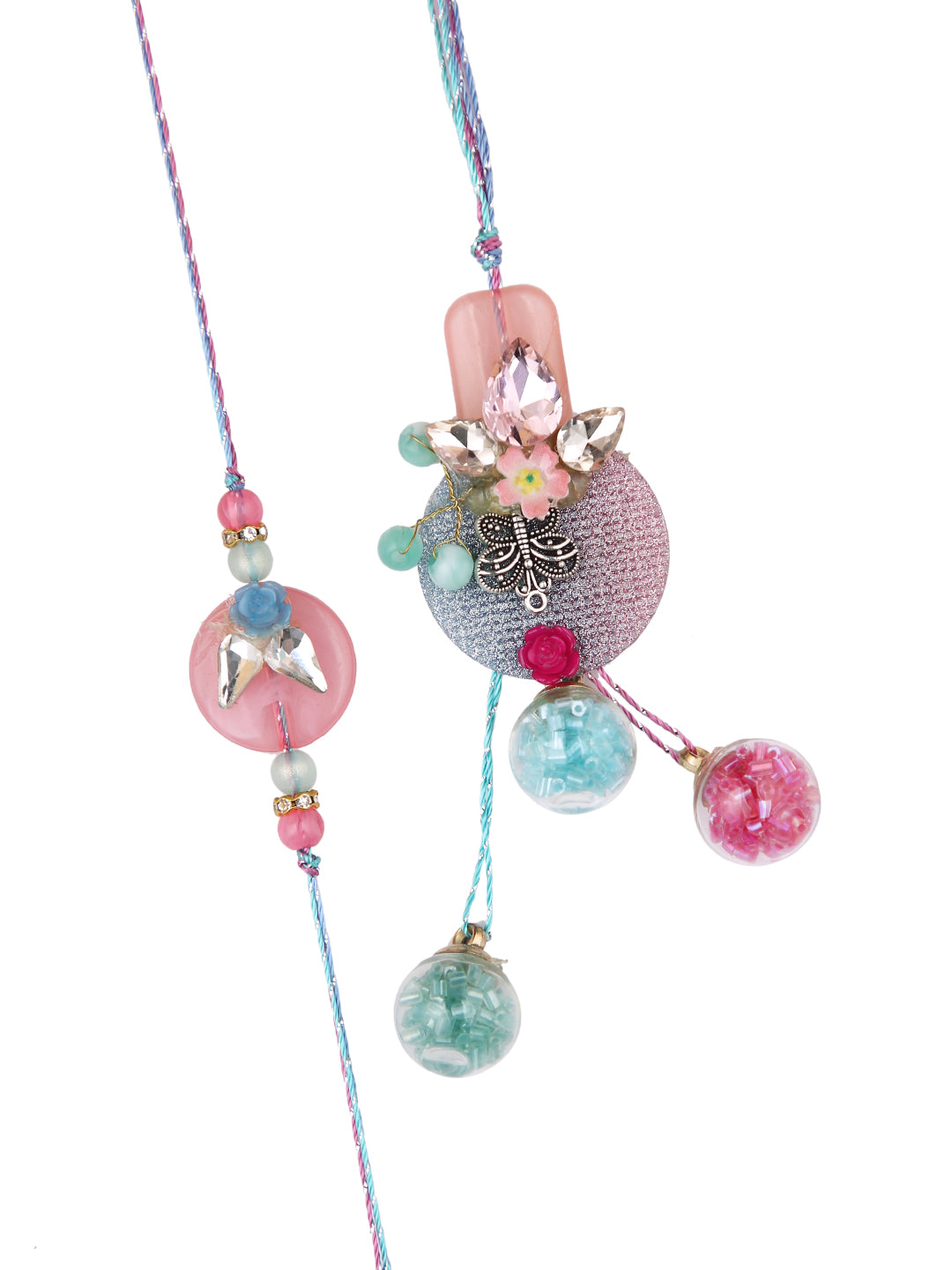 Attractive Floral Beaded Bhaiya Bhabhi Rakhi