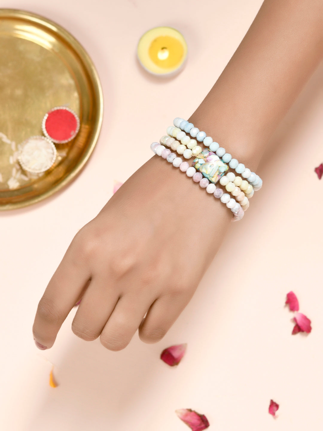 Multilayered Beads Work Bhaiya Bhabhi Rakhi