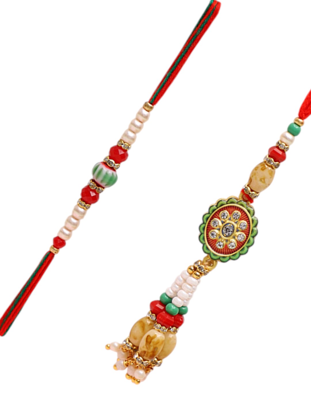 Handcrafted Bhaiya Bhabhi Rakhi with Traditional Design and Mauli Threads