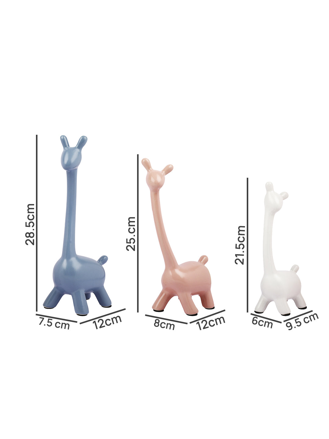 Set Of 3 Colorful Giraffe Showpieces