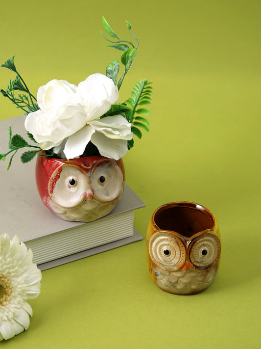 Set of 2 Small Size Owl Planter