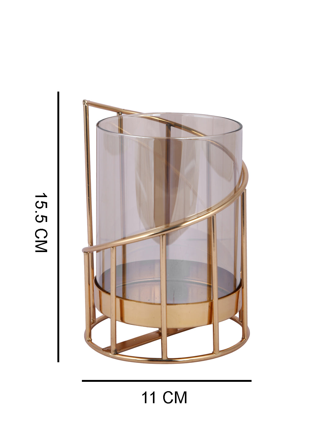 Golden Metal & Glass Candle Holder