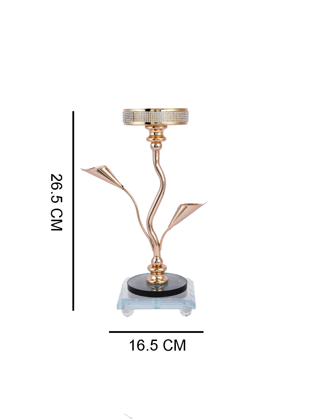 Gold Toned Textured Metal Nature Candle Holder