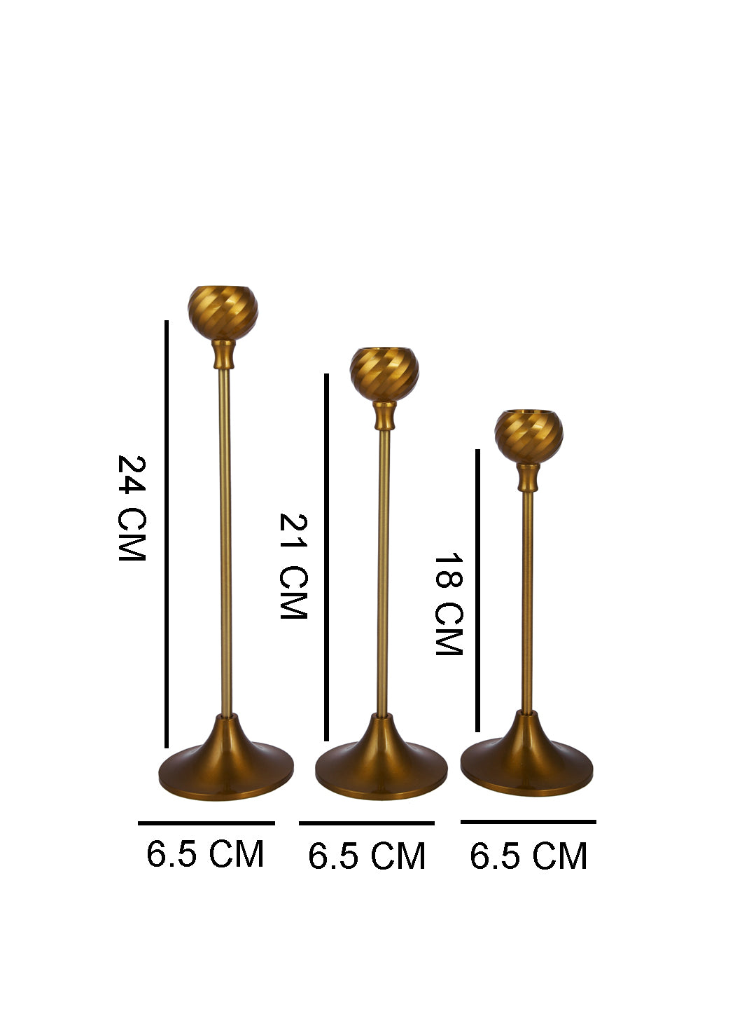 Gold-Tone 3Pcs Metallic Candle Holder