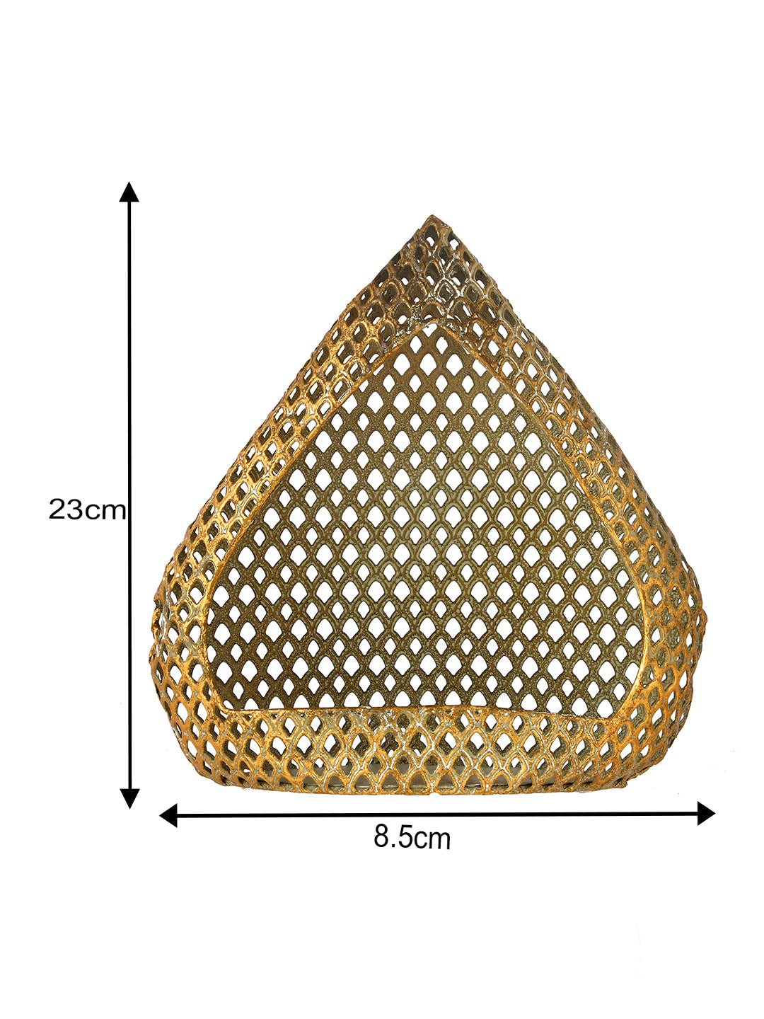 Gold-Toned Triangle Shaped Metal Moroccan Lantern Candle Holder