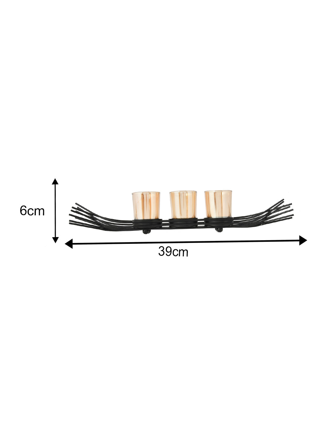 Black & Transparent Metal Glass Candle Holder