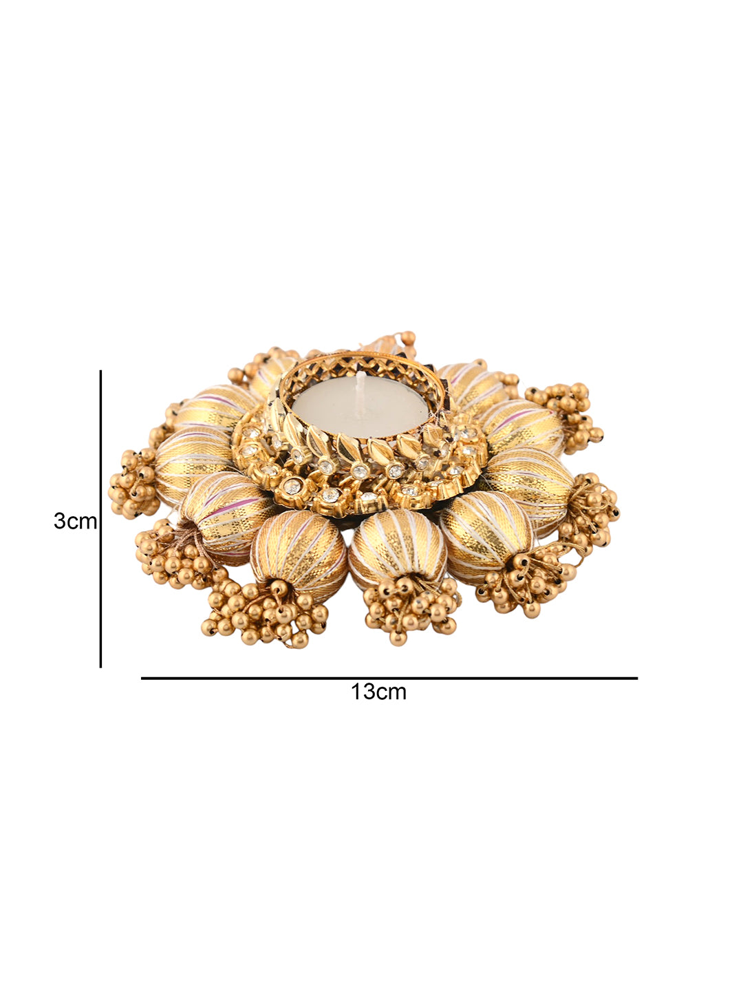 Gold-Toned 2 Pieces Embellished Tea Light Candle Holder