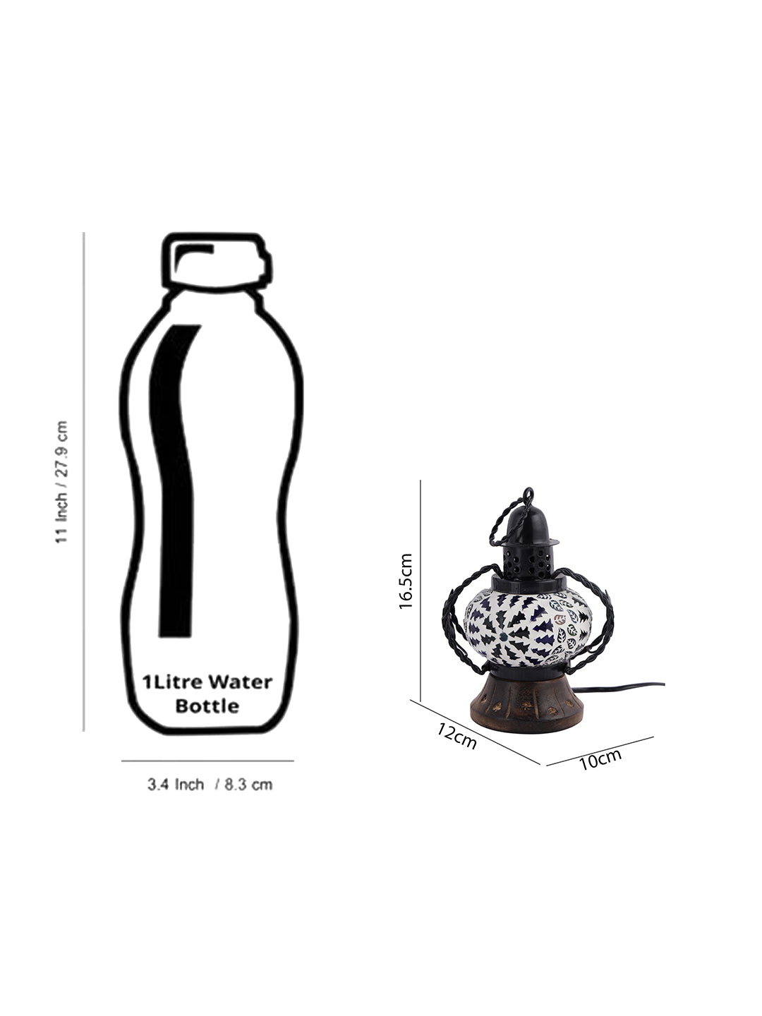 Handcrafted Table Lamp with Coloured Glass