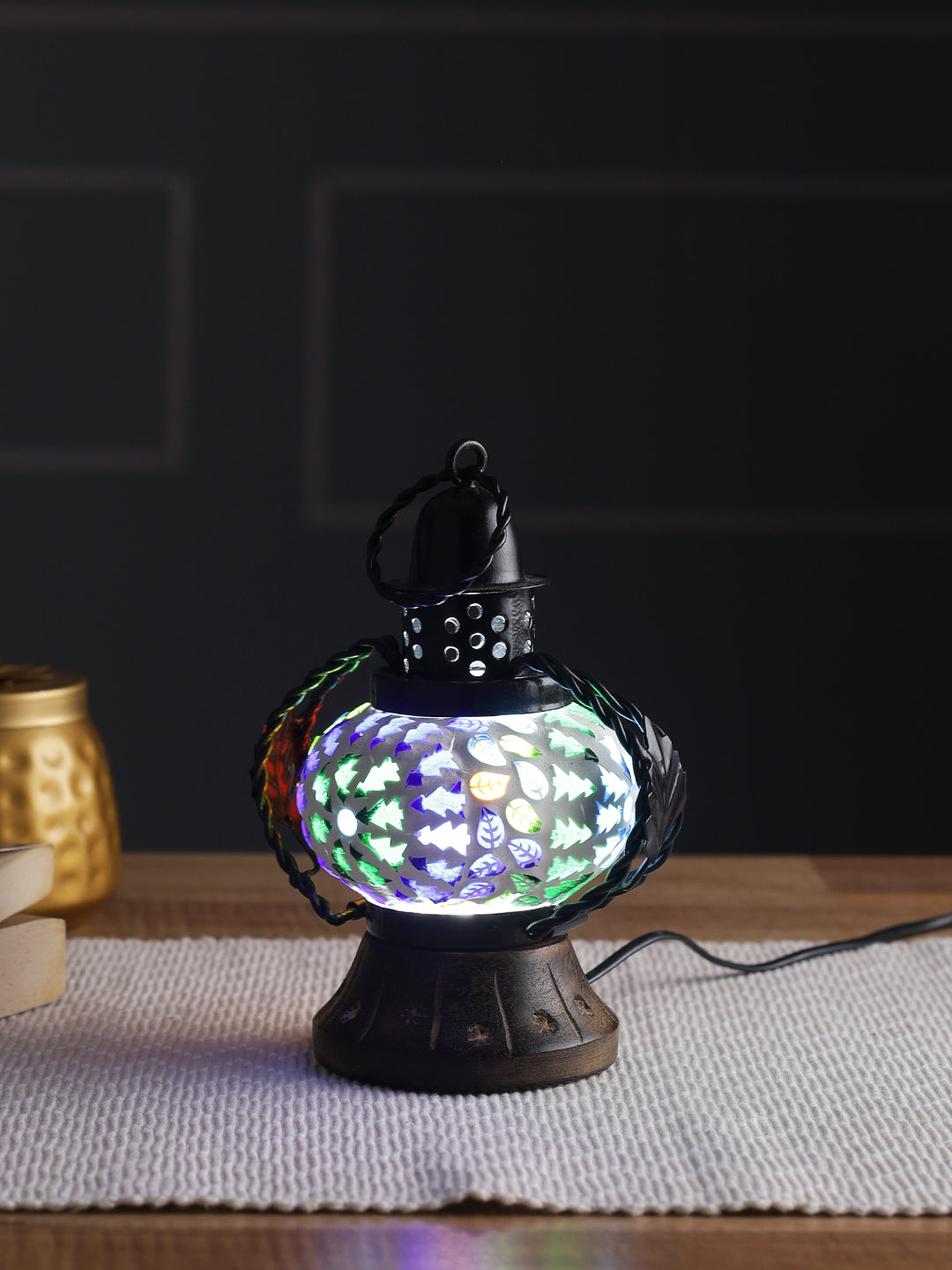 Handcrafted Table Lamp with Coloured Glass