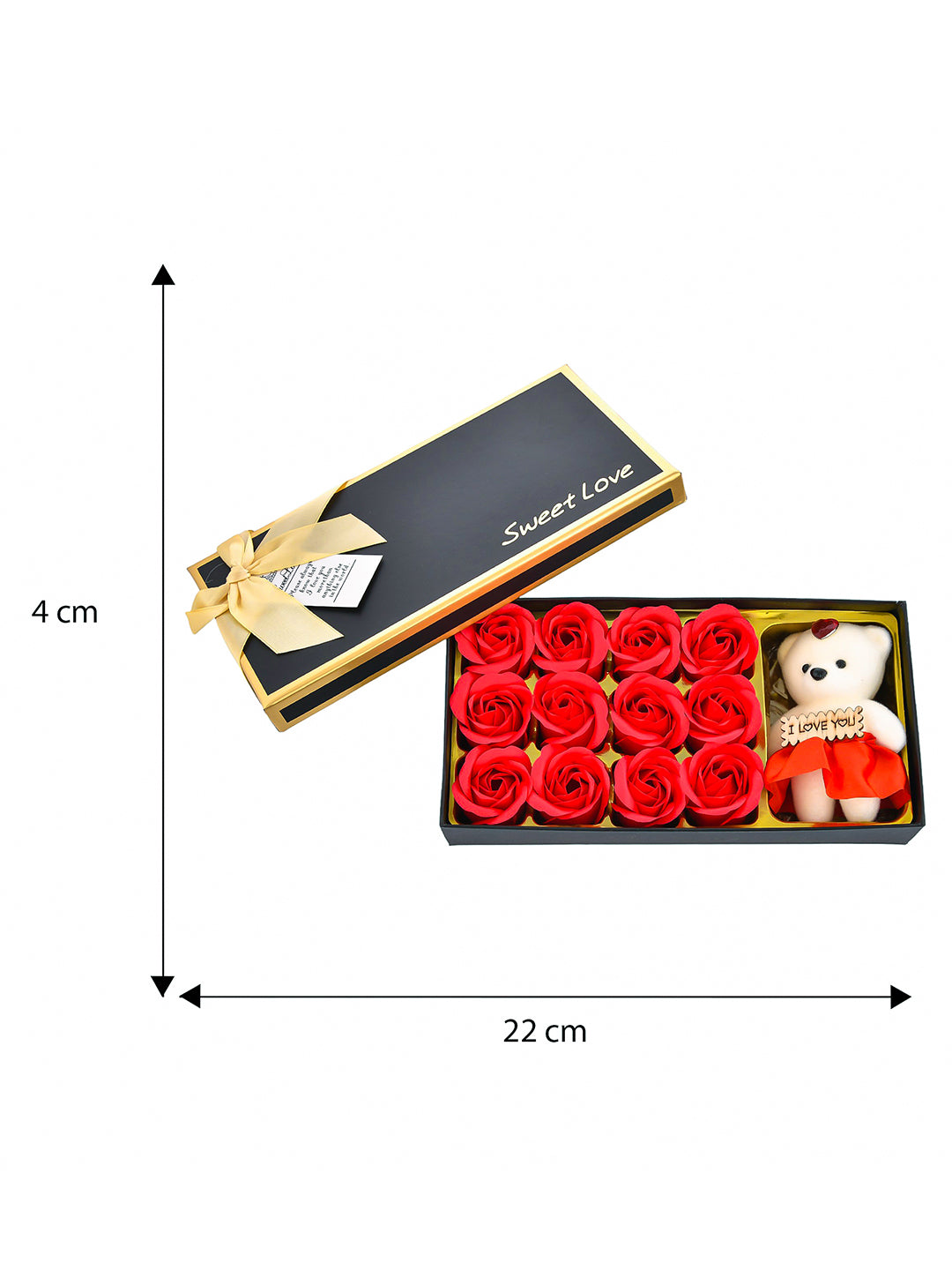 Vibrant Red Roses and Teddy Gift Set