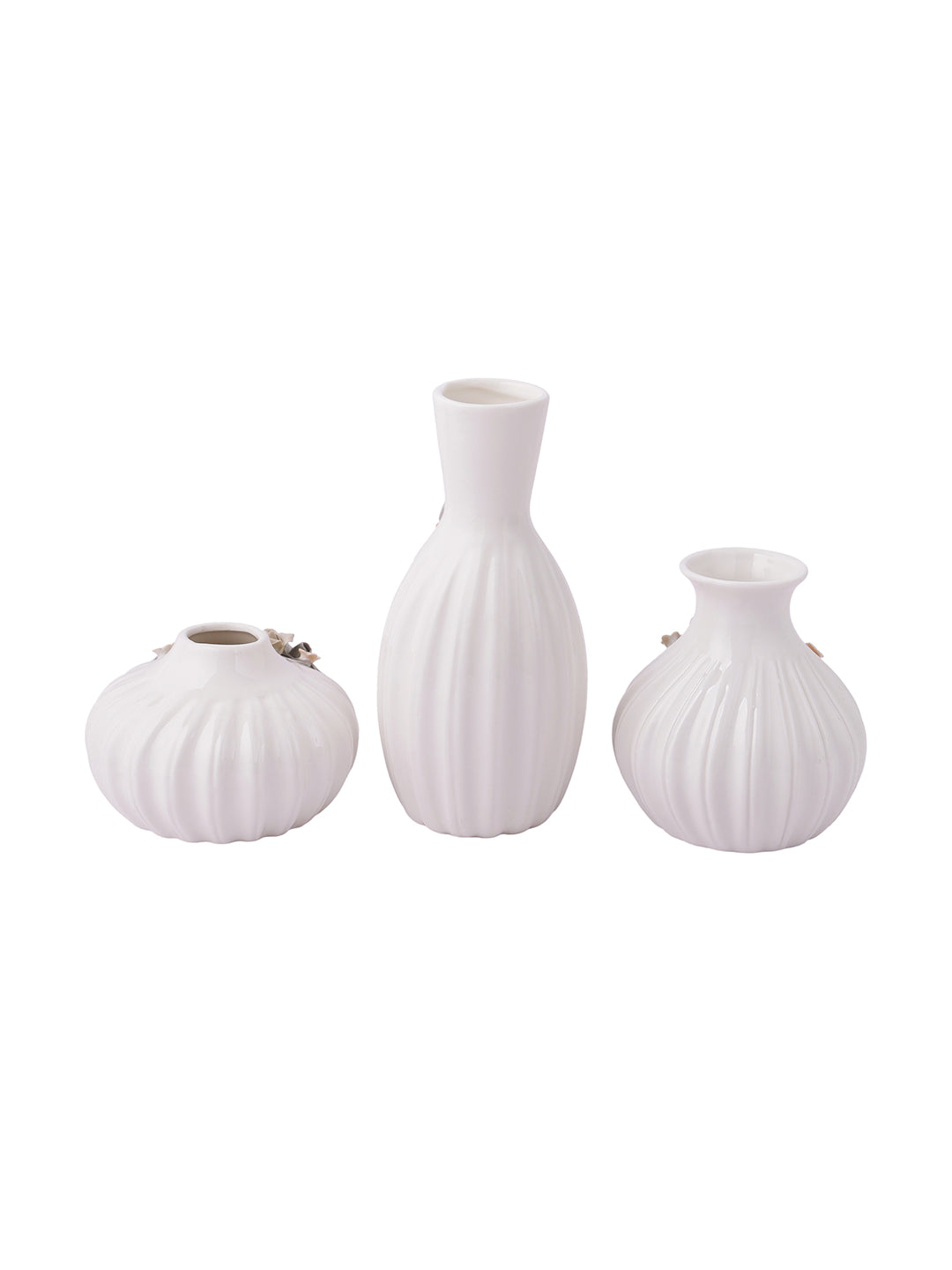 Three White Beautiful and Serene Vases