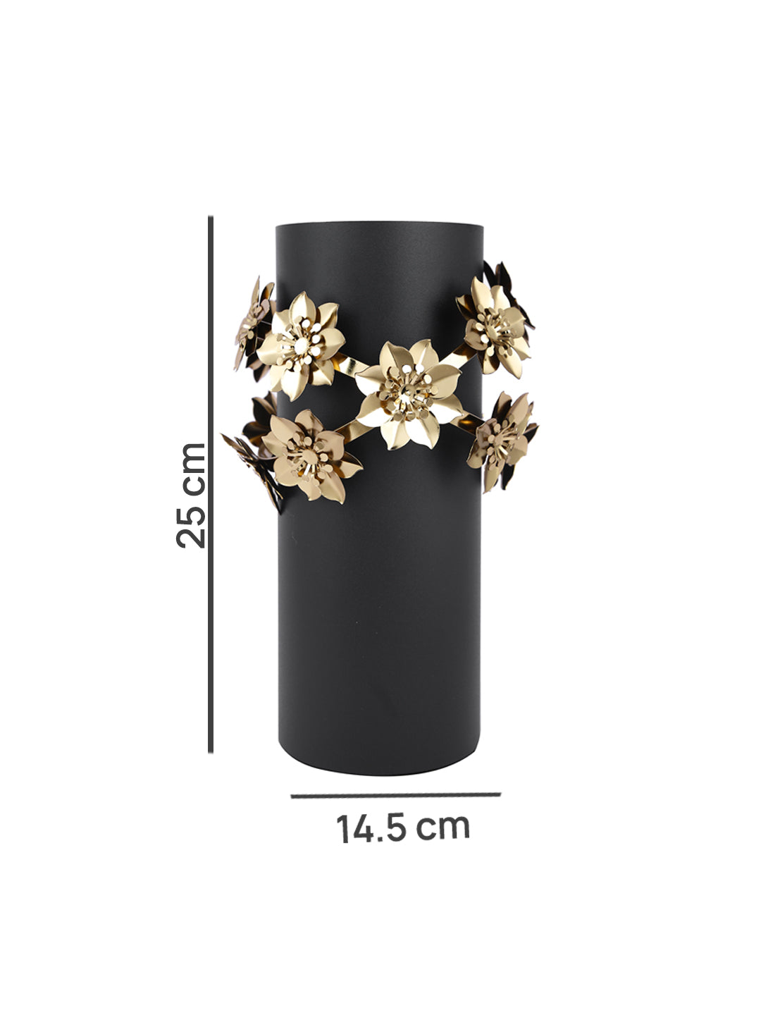 Luxe Petal Wreath Black Floral Cylindrical Flower Vase
