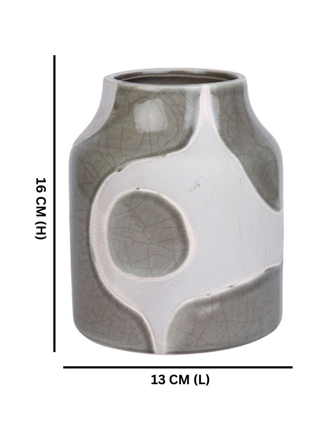 Beige & White Textured Ceramic Flower Vase