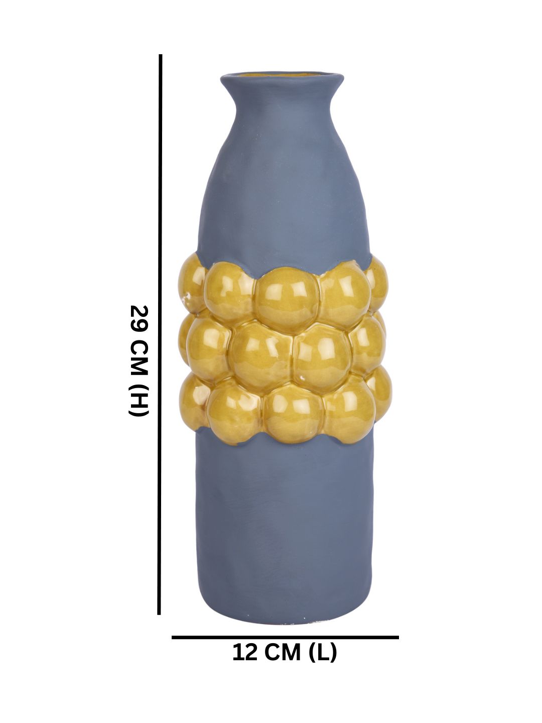 Blue & Mustard Textured Ceramic Flower Vase