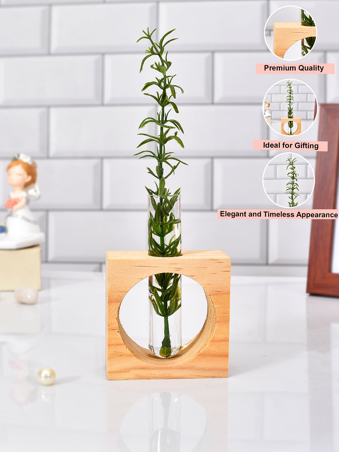 Harmony Test Tube Vase with Wooden Stand