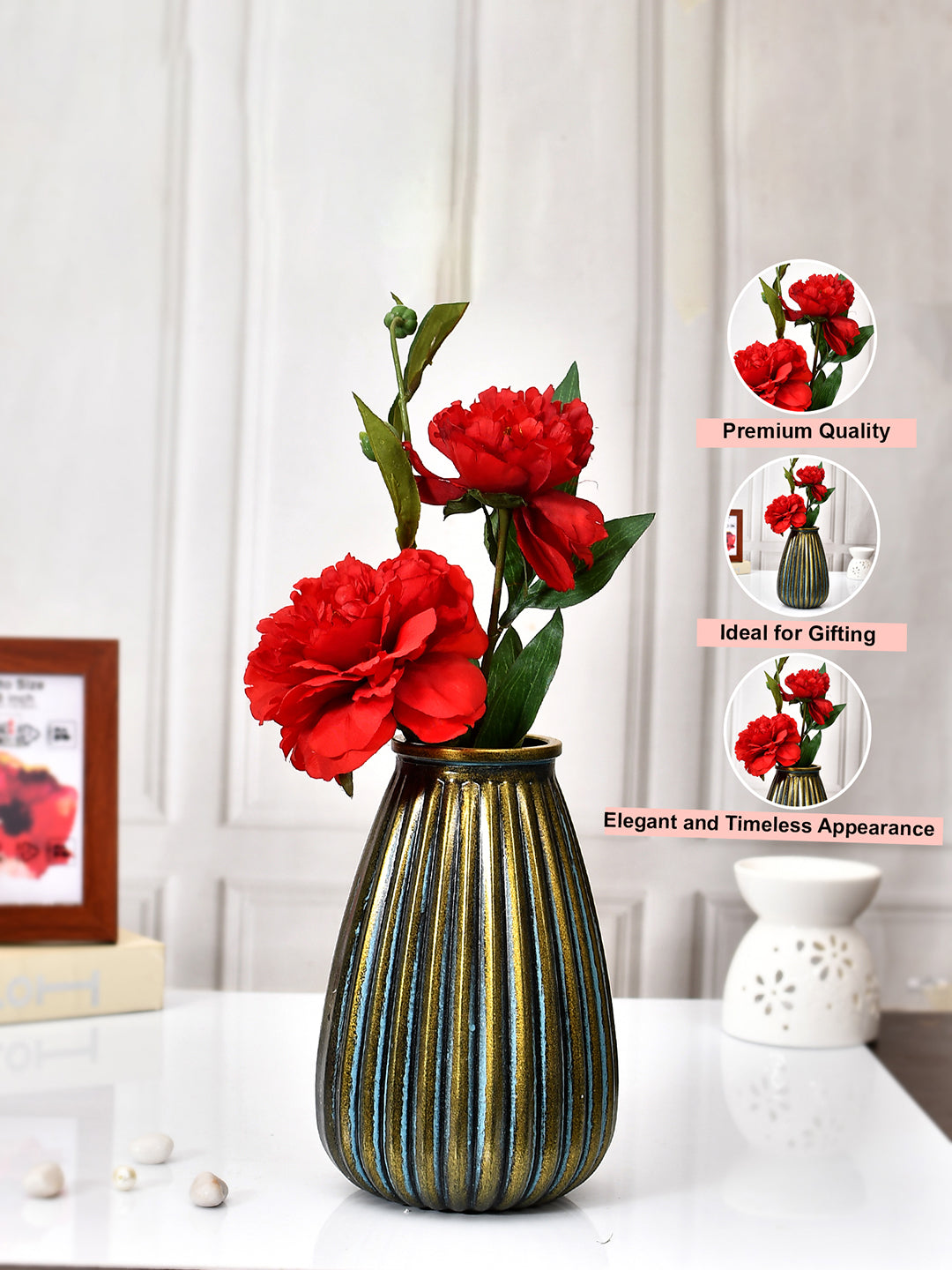 Gradiant Metallic Carved Vase