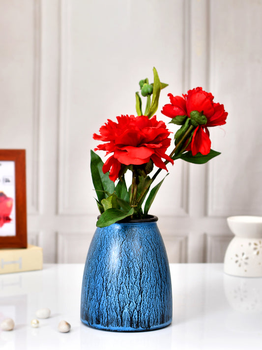 Artistic Pattern Cylindrical Blue Vase