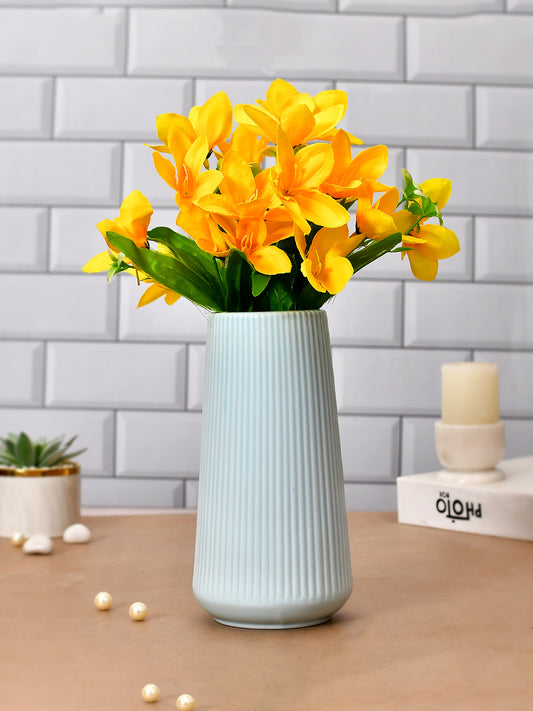 Cool and Calm Ribbed Ceramic Vase