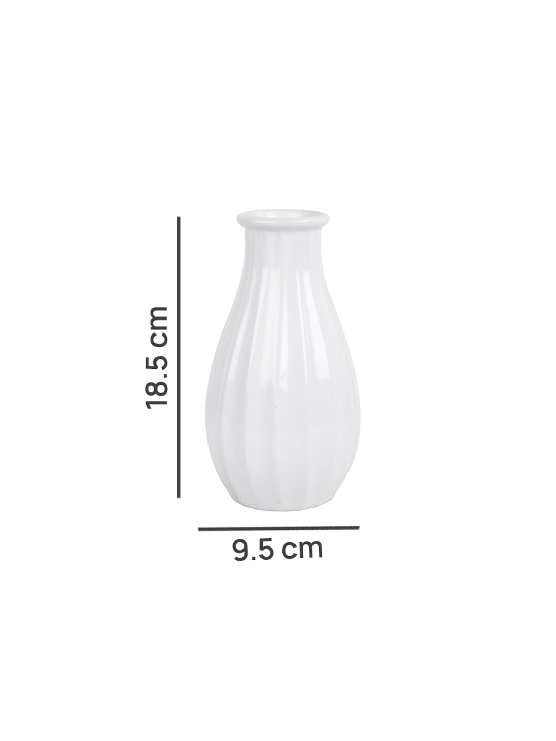 White Textured Glossy Ceramic Flower Vase