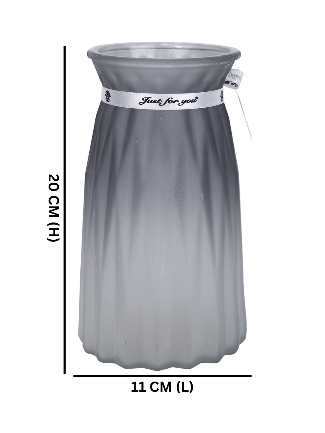 Moonlit Gradient Grey & White Ombre Glass Flower Vase