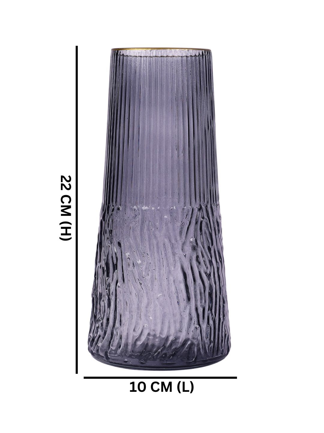 Obsidian Purple Wave Textured Glass Flower Vase