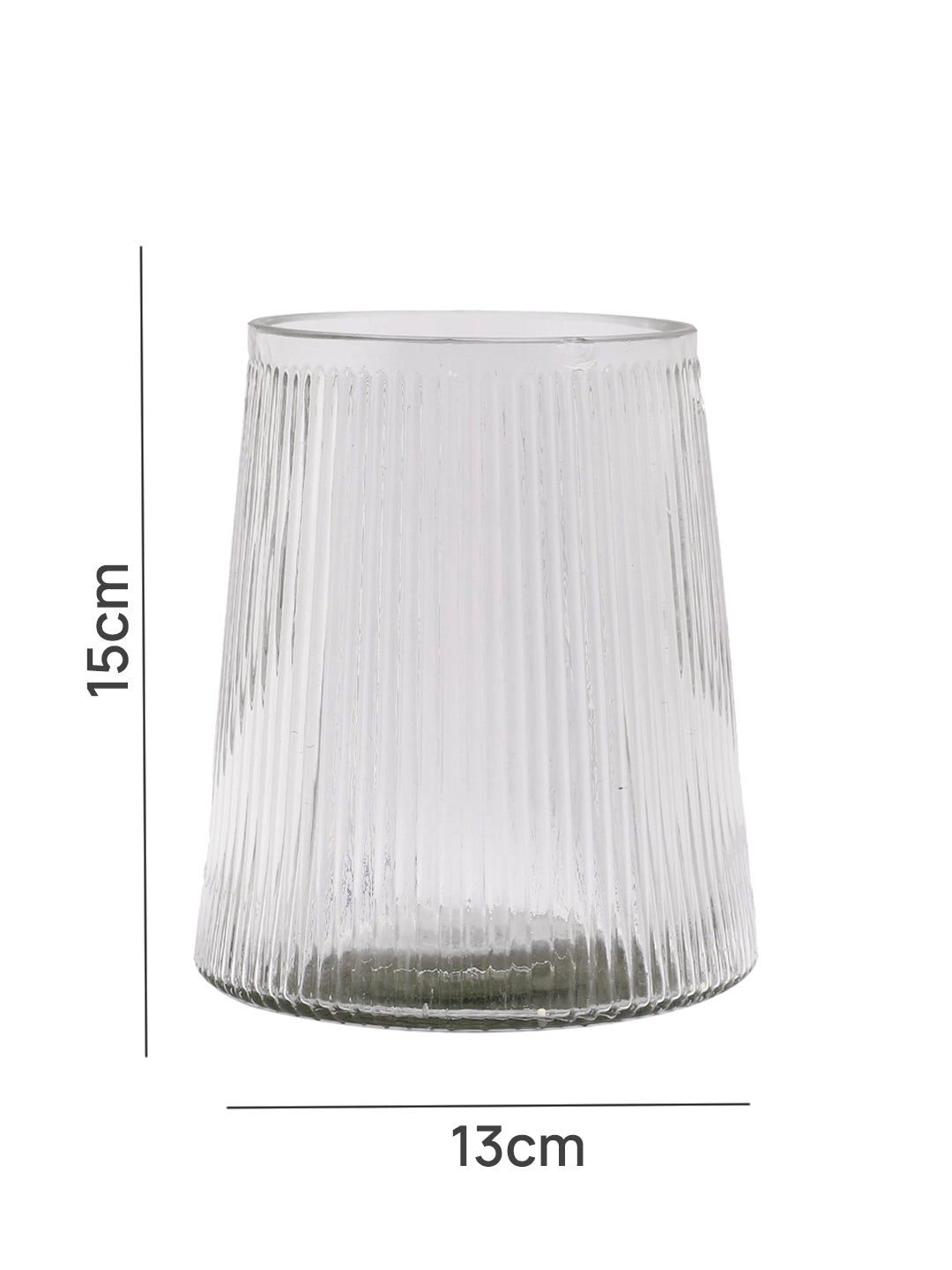 Frosted Elegance Fluted Transparent Striped Glass Flower Vase