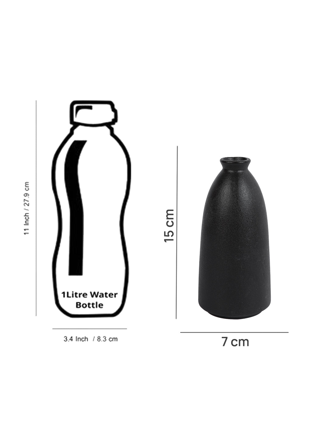 Midnight Noir Black Matte Ceramic Flower Vase