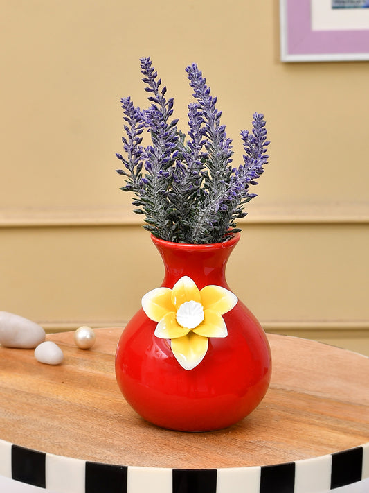 Ceramic Flower Vase with Flower Carve pattern on it