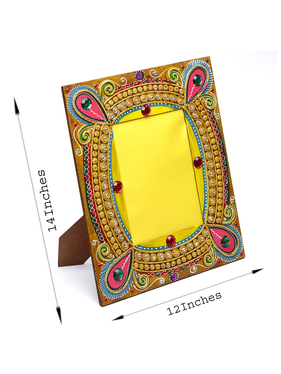 Beautiful wooden photo frame with delicate clay work