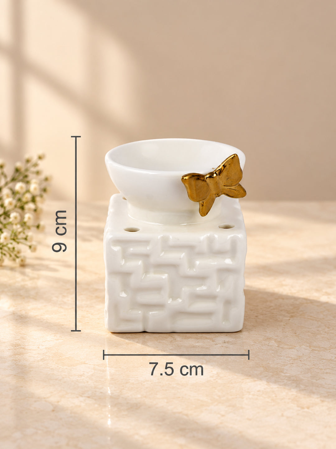 White & Yellow Textured Ceramic Aroma OilDiffusers